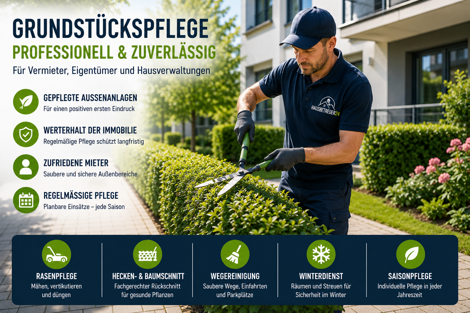 Heckenschnitt und Grünschnitt bei der Grundstückspflege