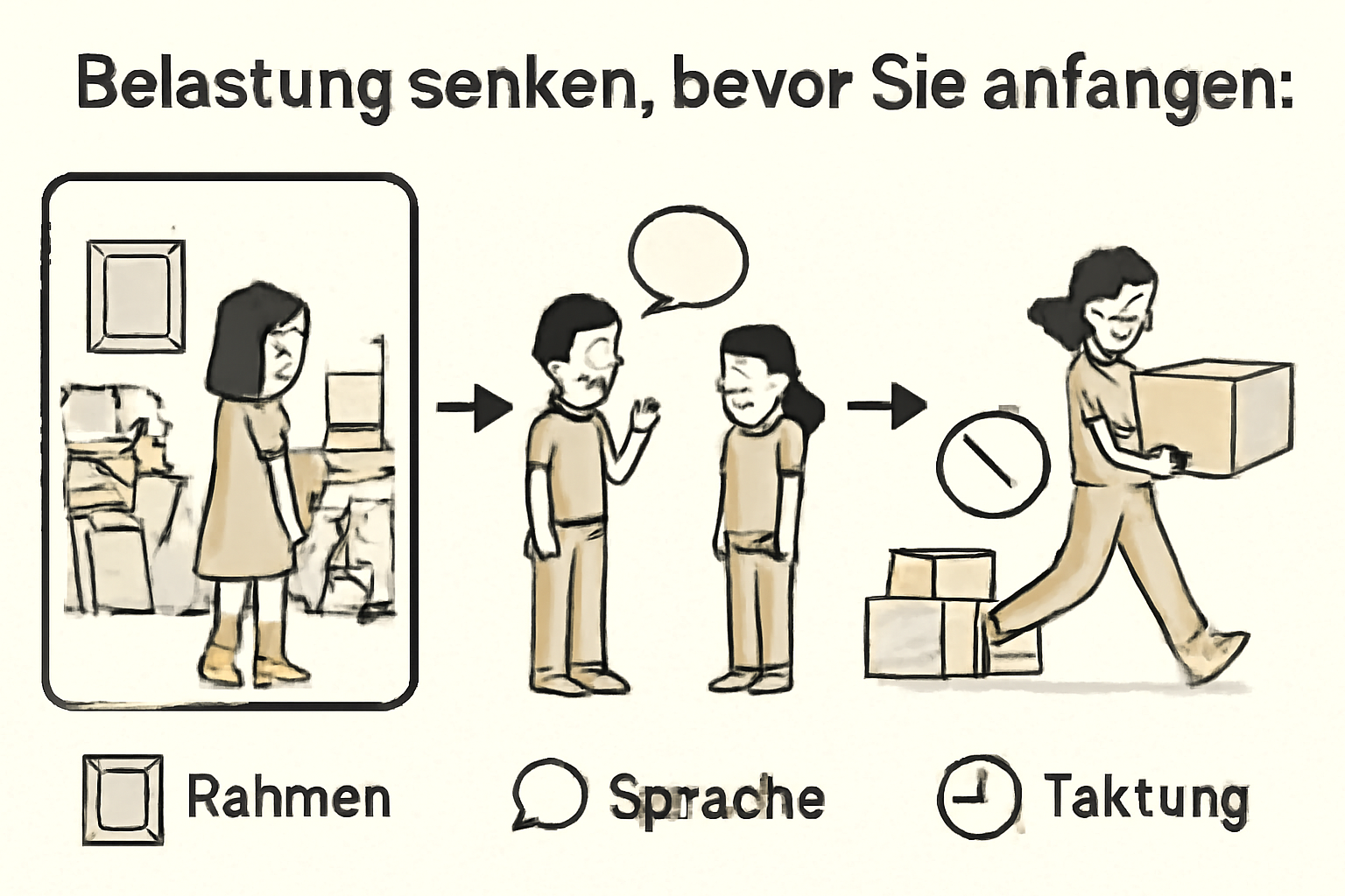 Belastung senken, bevor Sie anfangen: Rahmen, Sprache, Taktung – messie-wohnung ausräumen wenn bewohnt