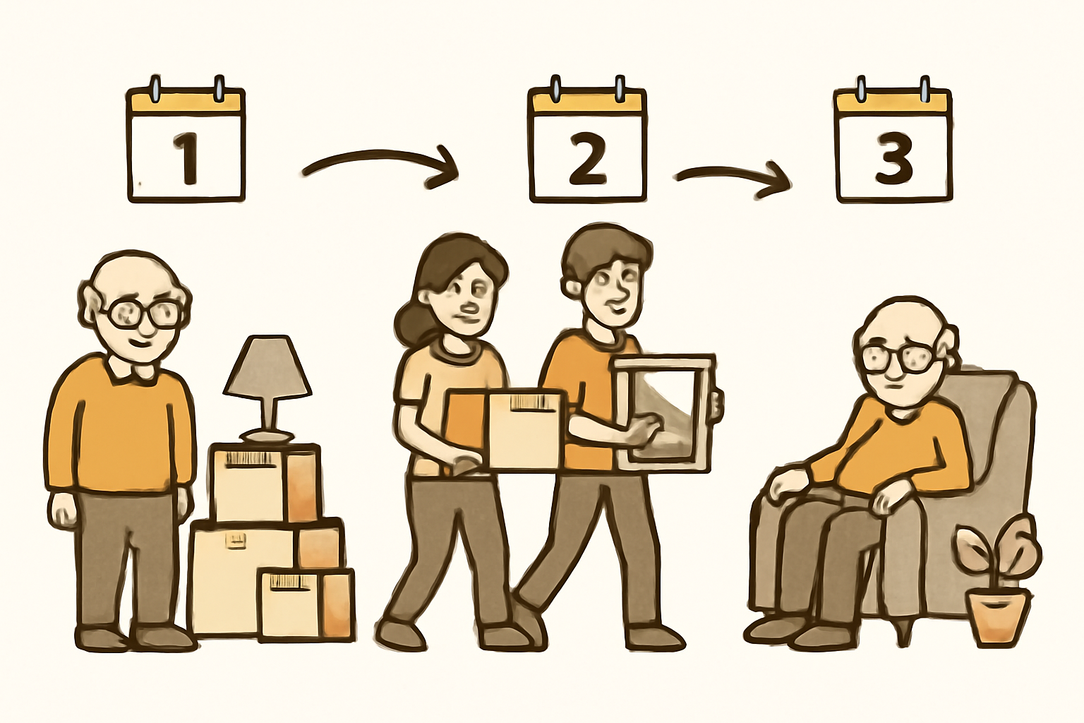 Planung, die Kräfte schont: Der Etappen-Plan statt „alles an einem Tag“ – wohnung ausräumen senioren